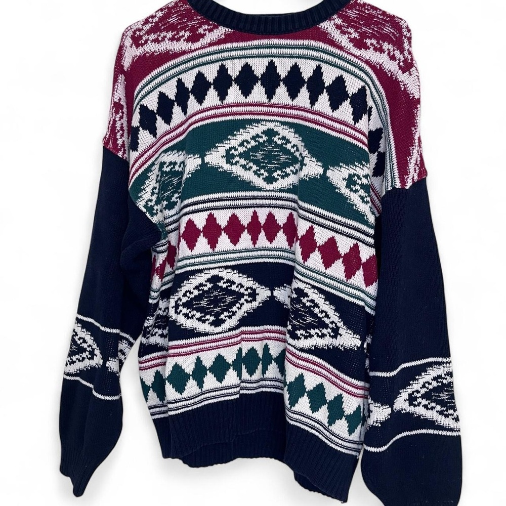 Jantzen Red and Navy Knit Sweater